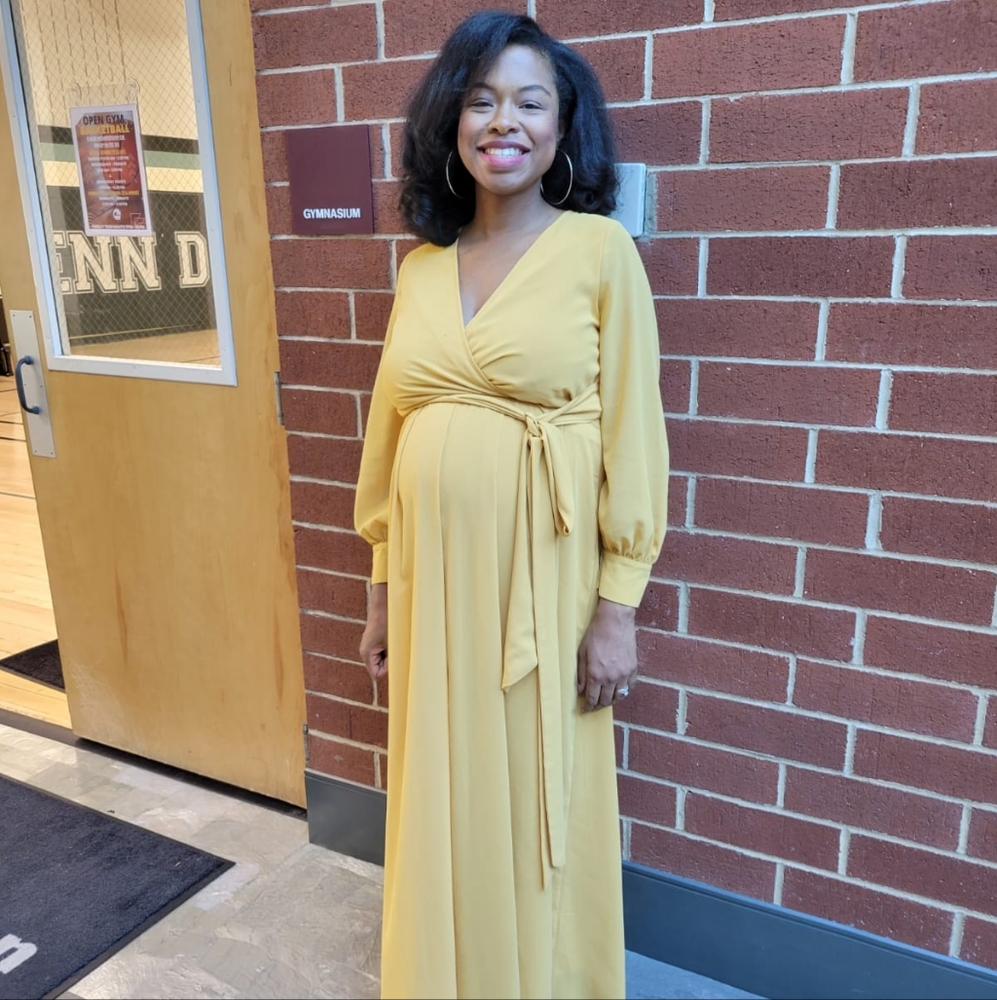 Pinkblush Mustard Wrap Maxi Dress with Long Bishop Sleeves